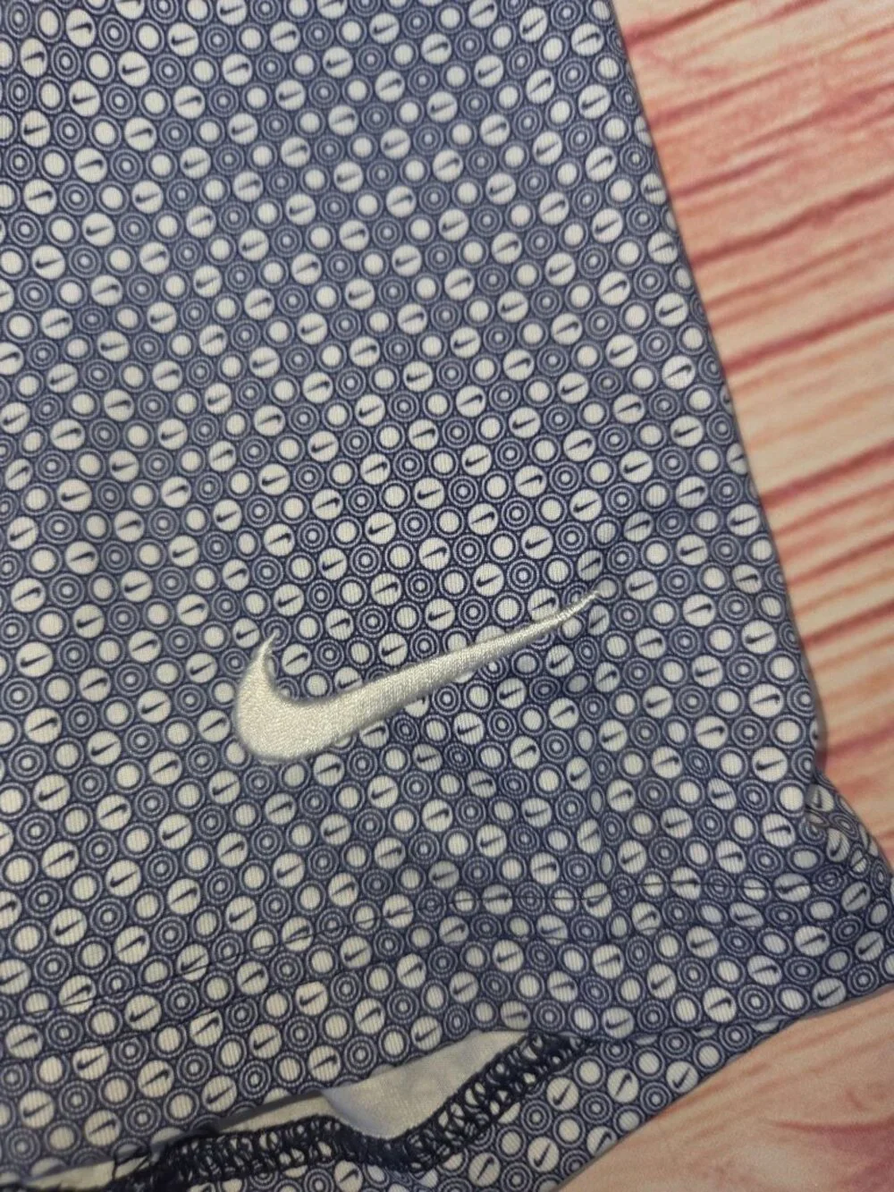 Nike Mens Dri-Fit Golf Polo Shirt Blue Patterned Medium